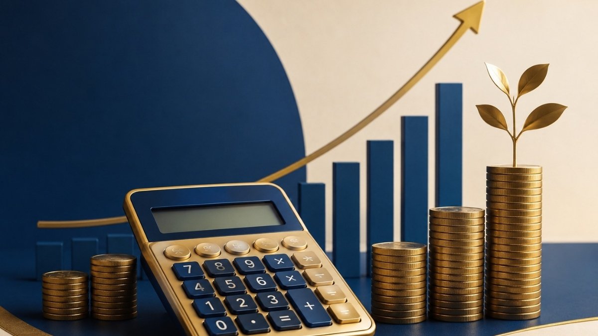 Calculadora de juros compostos: dinheiro crescendo como uma planta ao longo do tempo