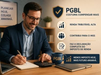 PGBL indicado para quem tem renda tributável, contribui para o INSS e faz declaração completa do Imposto de Renda