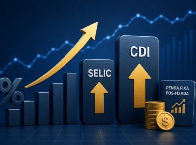 Gráfico mostra a alta da Selic e do CDI e seu impacto na rentabilidade dos investimentos de renda fixa pós-fixada.